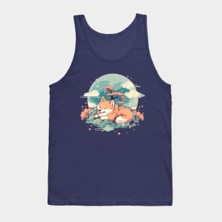 Cherry Blossom Dreams - Sleeping Shiba Inu Tank Top